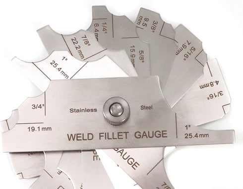 Stainless Steel Fillet Weld Set Gauge Rl 1/8''-1'' Welding Inspection Test, 7-Pieces