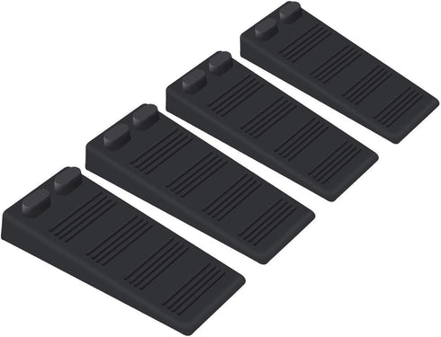 Thin Door Stop Rubber Wedge - Flexible Non-Scratching Door Holder for Bottom of Door, Smart Stackable Design - Black