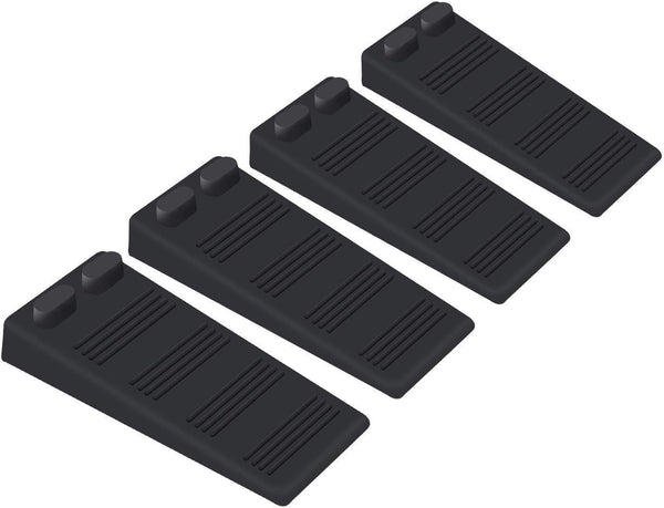 Thin Door Stop Rubber Wedge - Flexible Non-Scratching Door Holder for Bottom of Door, Smart Stackable Design - Black