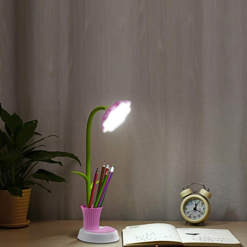Desk Lamp for Kids, Sunflower LED Charging Table Lamp, Adjustable Brightness, Small Folding Light for Reading, Study