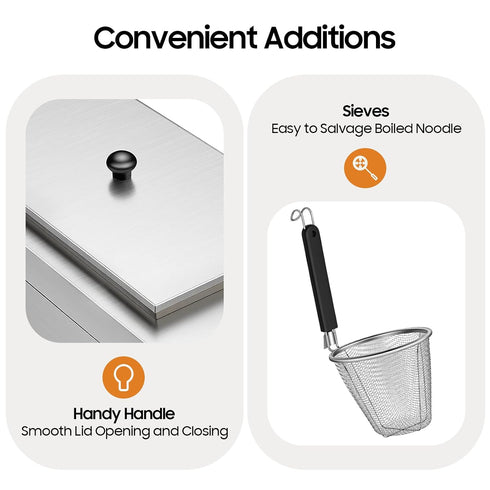 Jiabailie 2 Cooker,2500W Commercial 2 Holes Noodle Cooking Machine,Electric Pasta Spaghetti Noodles Pasta Boiler,Pasta