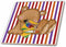 3dRose Cute School Bear with Crayons Pencil and Glue Stick On Striped