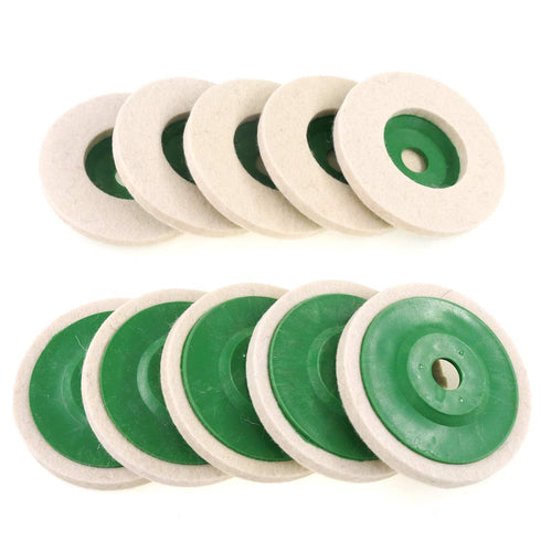 Keadic 10-Piece Wool Felt Disc Polishing Buffing Wheel Pad, 100mm Bore Dia