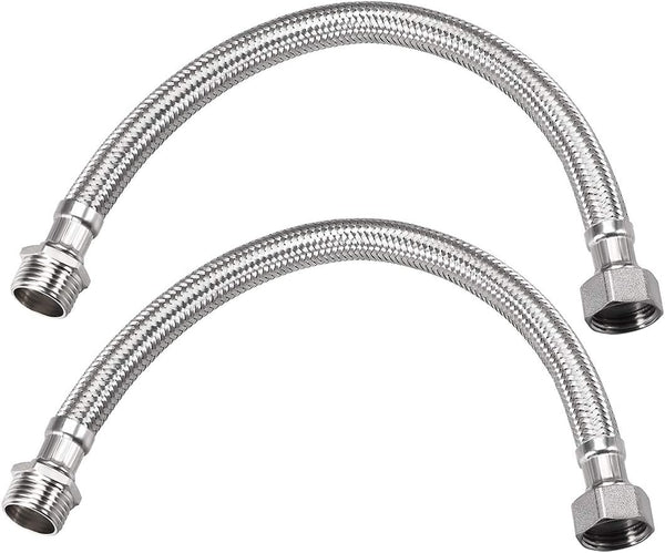 uxcell Faucet Supply Line Connector, G1/2 Female x G1/2 Male, 16 Inch Length, 304 Stainless Steel Hose