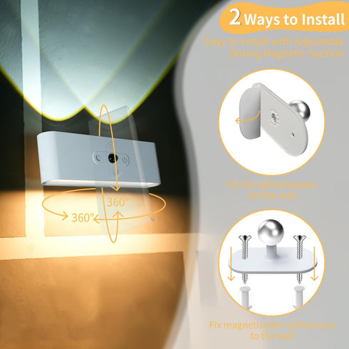 THINIDA 7.4-Inch Motion Sensor Wall Light Indoor, Battery Operated Wall Sconces, Rechargeable LED Night Light
