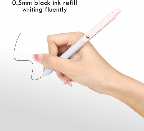 Ddaowanx Gel Pens, 10 Pcs 0.5mm Quick Dry Black Ink Fine Point Smooth Writing Pens, Cute Office Gifts