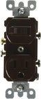 Leviton 5225 15 Amp, 120 Volt, Duplex Style Combination Single Pole Switch/Receptacle, Grounding, Brown