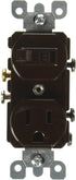 Leviton 5225 15 Amp, 120 Volt, Duplex Style Combination Single Pole Switch/Receptacle, Grounding, Brown