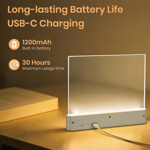 3 Dimmable Smart Flat Book Light, Rechargeable Clear LED Reading Light with Colors & Timer, Full Page Panel Plate Lamp