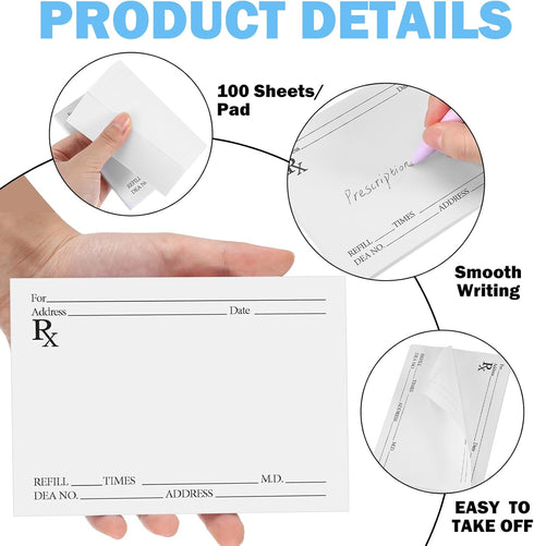 Watersay 20 Pack 100 Prescription Pads for Doctors Rx Pad Pharmacist Notepad Sheets Prescription Paper Per Notepad Kids