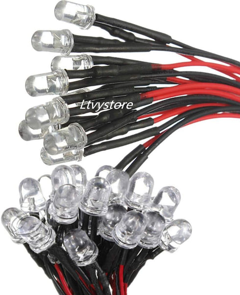 Ltvystore 80Pcs 5MM 5V 8Colors Bulb +80Pcs 5MM LED Pre Wired Prewired Lamp Light Prewired Emitting Diode Black LED