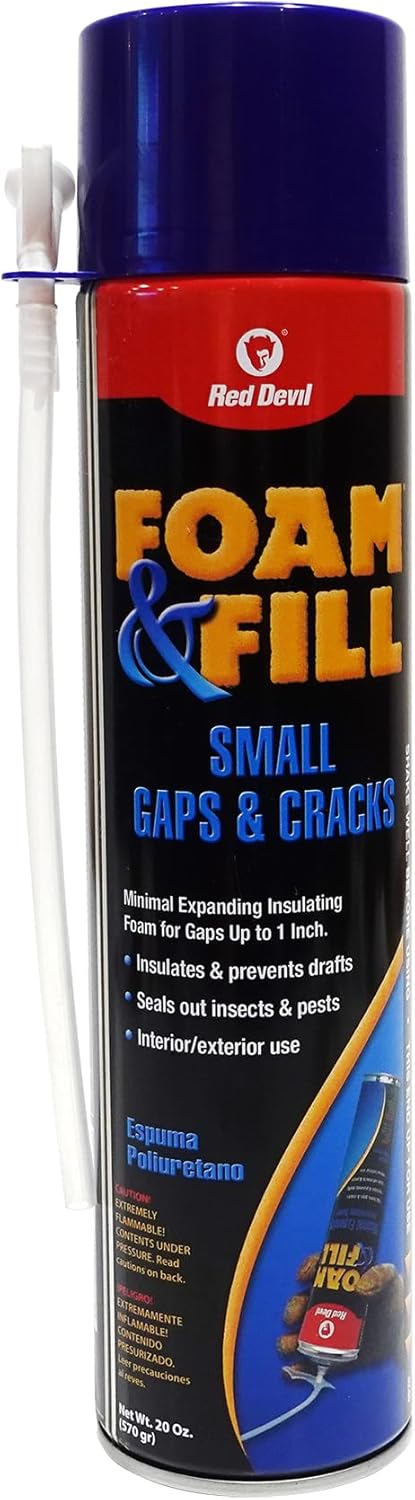 Red Devil 0920 Foam & Fill Expanding Polyurethane Sealant, 20 oz, Off-White, Pack of 1