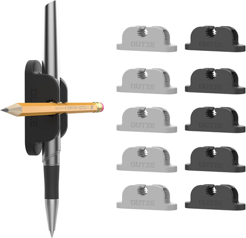 OUTXE 10-Pack Magnetic & Adhesive Pen Holder with Dual Slots, Easy Organize & Access for Desk, Wall, Refrigerator