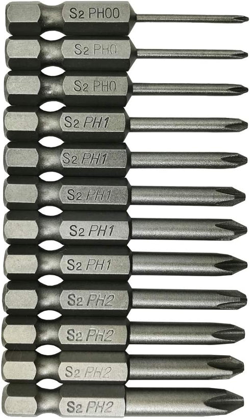 Phillips Cross Screwdriver Bits, 12Pcs 1/4 Hex Shank Magnetic Set, Electric Screwdriver Power Tools