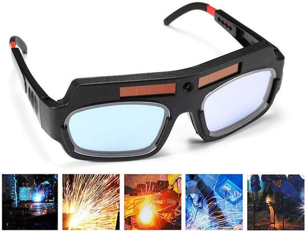 1 Pair Black Solar Auto Darkening Welding Goggles, Safety Protective Glasses Mask, Anti-Fog Anti-Glare