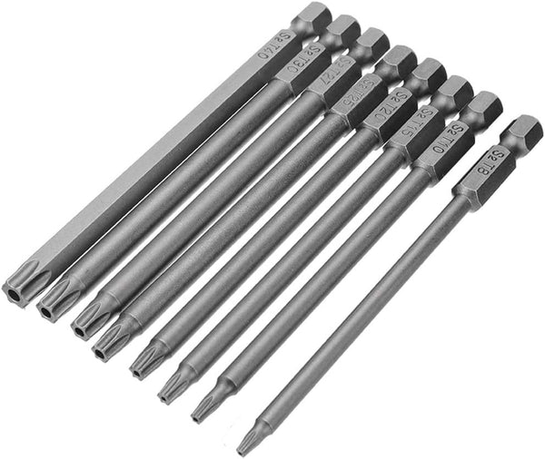 Mesee 8Pcs Magnetic Torx Head Screwdriver Bits, T8-T40 S2 Steel Star Bit Set for Woodworking Home Repair