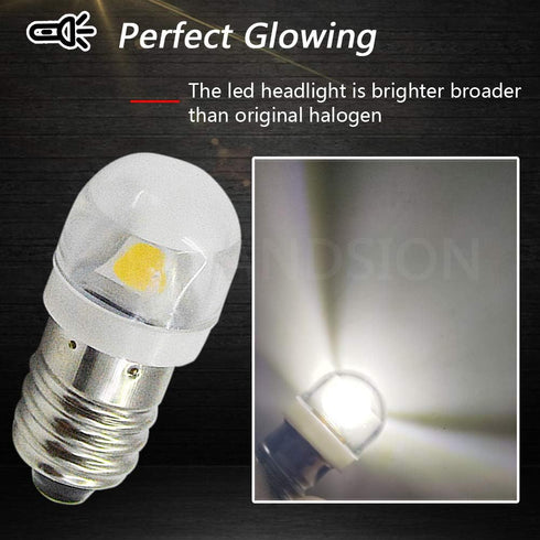 Ruiandsion 4pcs E10 LED Bulb 3V 0.6W 5050 1SMD White 6000K Upgrade for Lamps Flashlights Torch Light