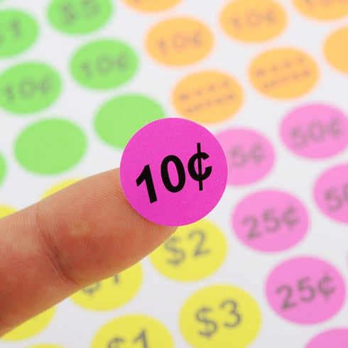ONUPGO Garage Sale Stickers, 3/4" Round Label Yard Sale Price Stickers, Bright Neon Colors (2240 Pcs)