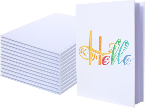White Hardcover Blank Books for Kids, 8.5x11 Unlined Journals, 12 Pack, 18 Sheets/36 Pages Sketch Books for Students