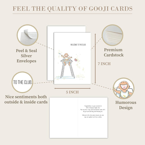5x7 Gooji Baby Shower Card - Funny Highchair Greeting for New Parents - Perfect with Baby Shower Wrapping Paper