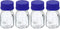 PATIKIL 100mL Reagent Media Bottle, 4Pcs Round Graduated Glass Storage Bottle with Blue Screw Cap for Chemistry Lab
