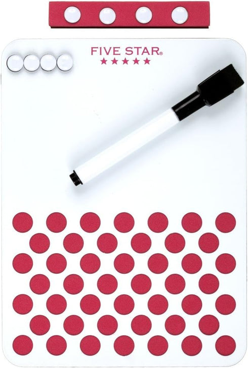 Five Star Locker Accessories, Locker Dry Erase Board + Push Pin Board, Magnetic, 6" x 8", Red (73543)