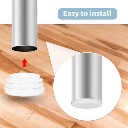 10 32 mm, 1-1/4" Flyshop White Round Ribbed Tube Inserts Chair Table Legs Plastic Plugs Tubing End Caps, Pcs, Outside