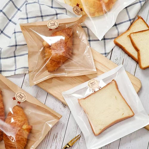 Nanaiche 100 Packaging (7.5 7.9 Inch) Pcs White Kraft Bread Bag Bakery Bags with Window,Toast bag Toast Paper Bag Paper