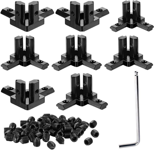 8Sets 3-Way End Corner Bracket Solid Connectors for 2020 Series 6mm Slot Aluminum Profile Accessories