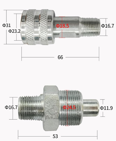 Fafeicy Hydraulic Coupler, Quick Connect Couplers, Zg3/8 Thread, Male+Female Coupling Set by Fafeicy