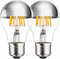 Half Chrome Light Bulb, 6W (60 Watt Equivalent), Dimmable Silver Tipped, A19 Decorative LED Bulb, 2 Pack