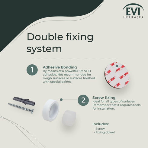 EVI Door Stop - White Stainless Steel Door Stop with Adhesive and Screw Fastening, Protective Rubber