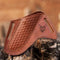 Leather Knife Sheath for Belt, Slanted Pancake Tooled Leather Cover, 100% Real Leather for Bull Cutter Knife