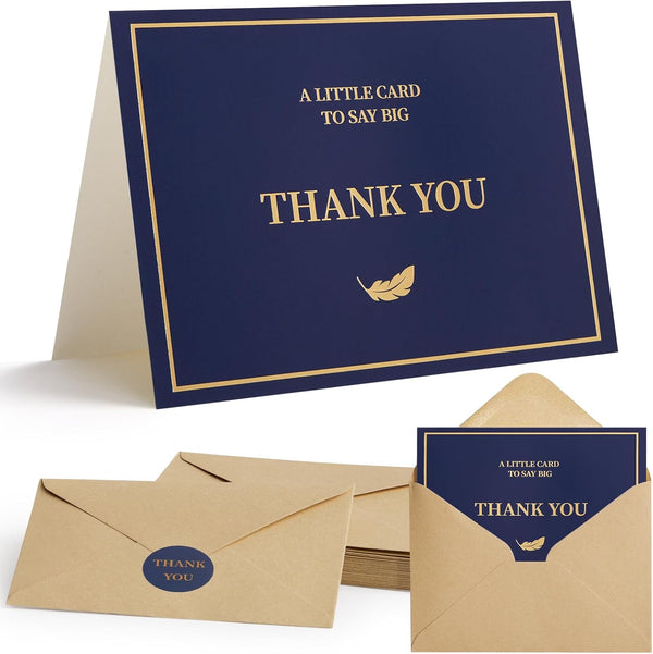 GAMSUNSTAR Thank You Cards with Envelopes and Stickers | Gold Foil Stamping, 300gsm