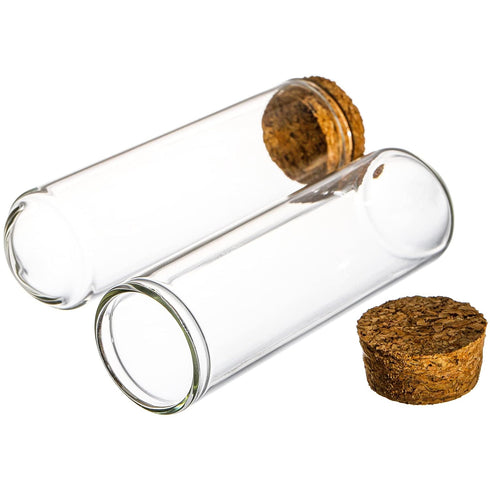 Frcctre 48 Pack 50ml Glass Test Tubes with Cork Stoppers, Clear Round Bottom for Experiments & Storage