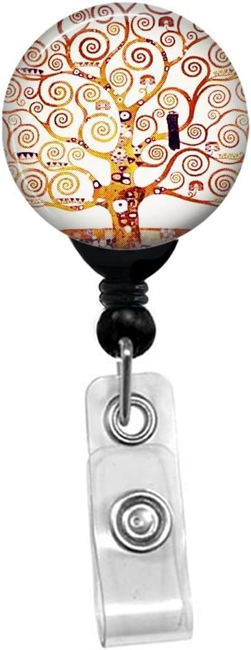 Gustav Klimt Tree Of Life Retractable Badge Reel - Custom ID Name Tag Holder