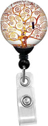 Gustav Klimt Tree Of Life Retractable Badge Reel - Custom ID Name Tag Holder