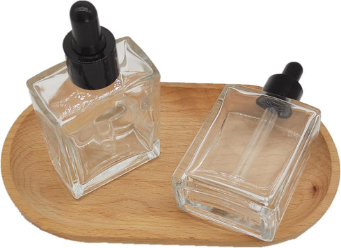 50ml Empty Essential Oil Dropper Bottle, 1.7oz Square Glass Serum Container for Liquid