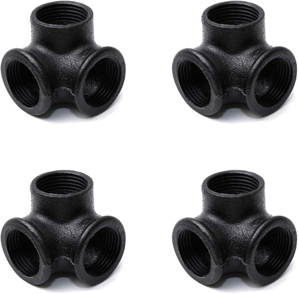 1/2" Black Side Outlet Elbow, Home TZH Cast Malleable Iron 3 Way