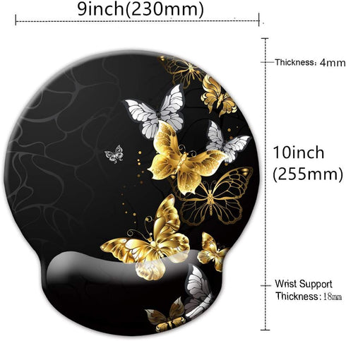 Memory Foam Wrist Support Mouse Pad, Comfortable Padded Mousepads 9in X10in for Desktop Notebook (Silver Golden