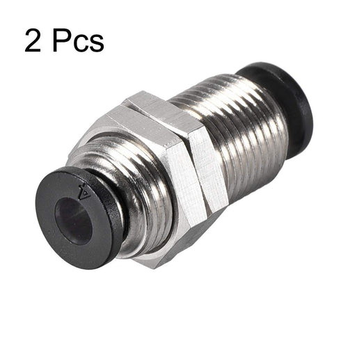 uxcell Straight Pneumatic Push to Quick Connect Fittings, Bulkhead Union 4mm Tube OD X 4mm Tube OD, 2pcs