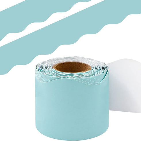 Fancy Land Light Turquoise Scalloped Bulletin Board Border Trim, 52ft One Roll for Classroom