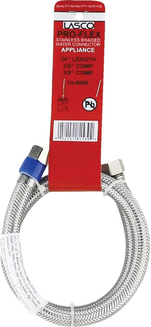 LASCO 10-0960 24-Inch Dishwasher Water Supply Line, Braided Stainless Steel, X 3/8-Inch Femal Compression, 1-Pack, Assorted by LASCO