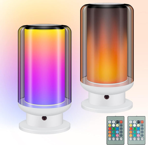 LUXSWAY Bedside Table Lamps with Remote Control,Desk Lamps with Timer Setting,Multi-Colors Led