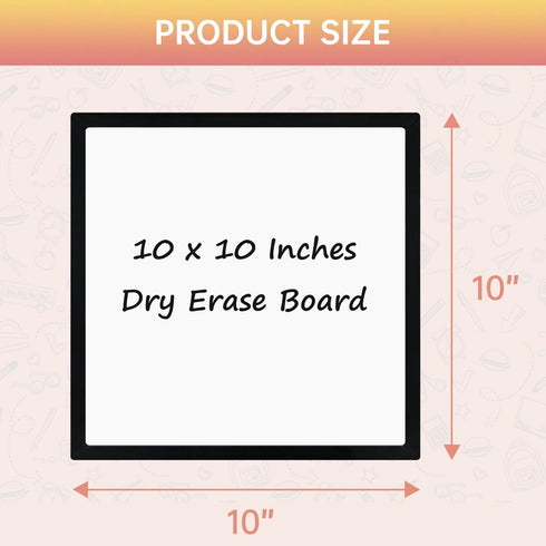 White Board Kit - 10 x 10" Whiteboard with 2 Dry Erase Markers, 6 Magnetic Notes - Double-sided Wall Hanging Board