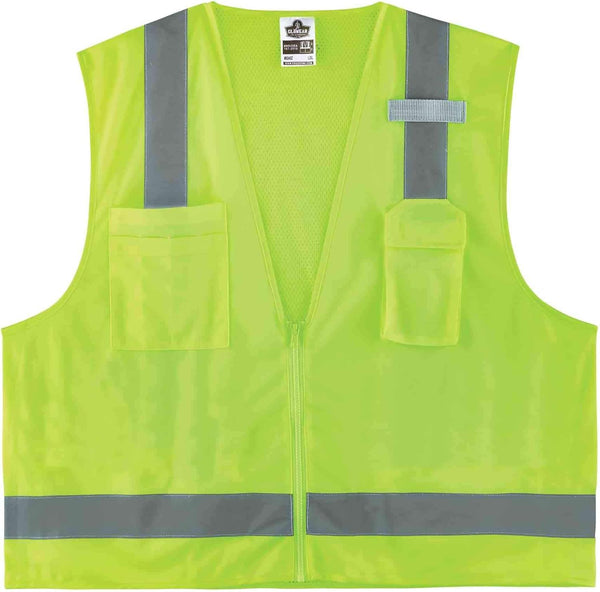 Ergodyne Unisex Class 2 Economy Surveyors Vest, Zipper, Lime, Large-X-Large US