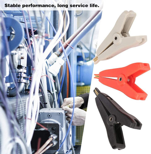 3PCS Walfront P2005 Copper Gold Plating Clip Test Clamp, Electrical Battery Test Clip 10A