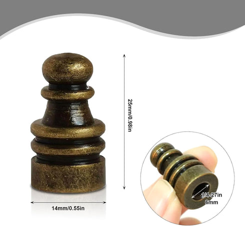 OMOBANU 2PCS 1/4-27 Chess Finials for Lamps Antique Bronze Compatible with Thread Lamp Finials Decorative Screw Cap