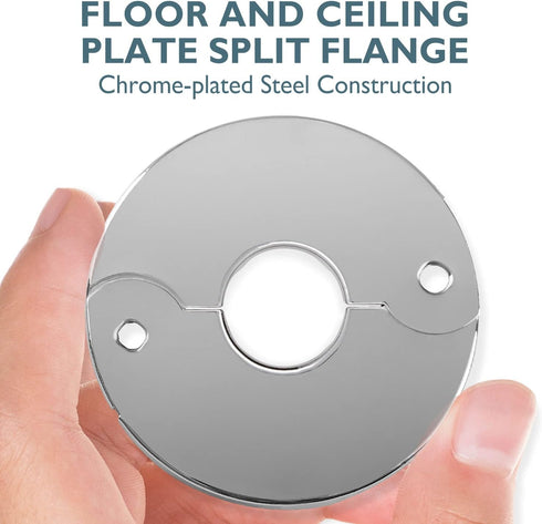 Plumbing Cover Plates, Stainless Split Flange, Hinged Floor and Ceiling Plates for 21mm Dia Pipe, Chrome Finish, 2 PCS