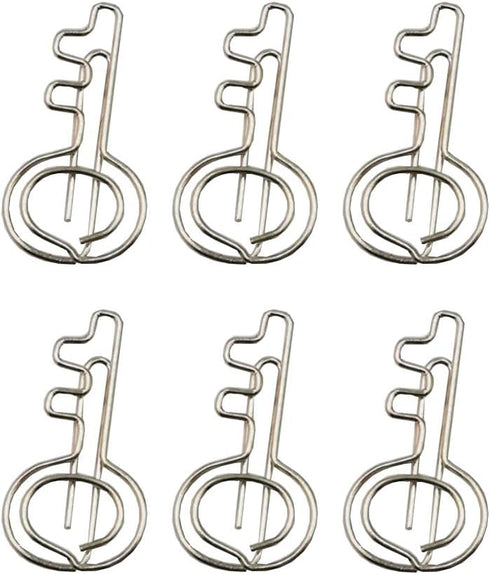 Rurili 20 Pieces Metal Key Shaped Wire Paper Clips for Home, School, Office Use (Silver)